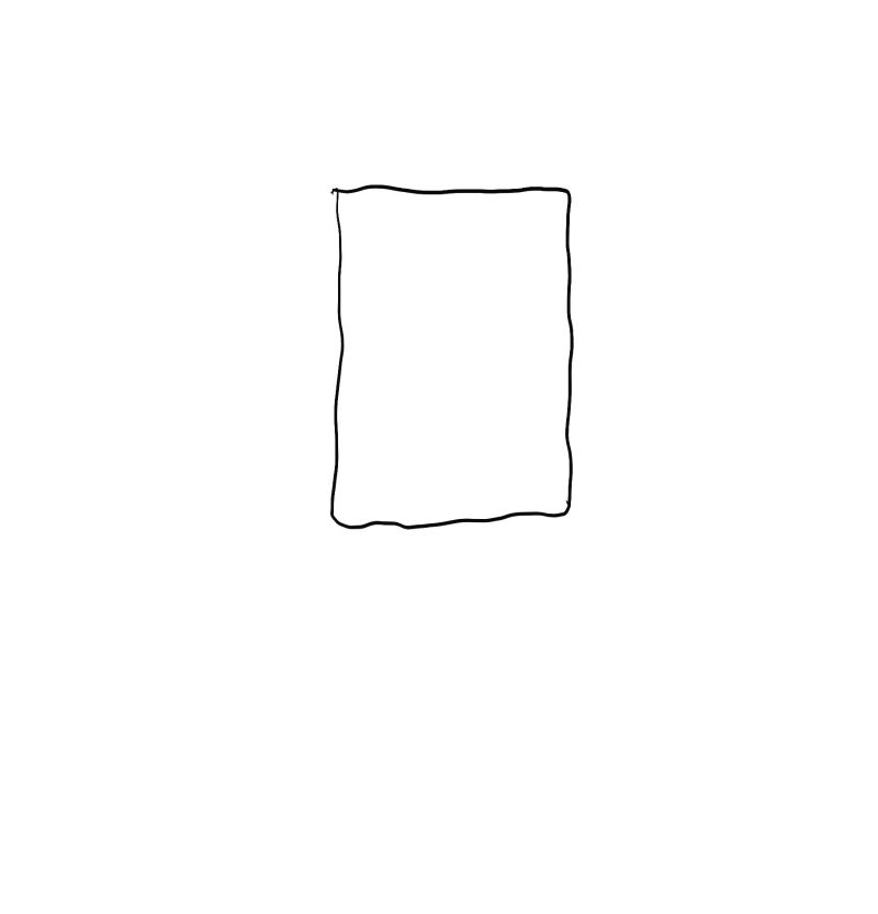 Sketch of folding a long sleeve T-shirt step 4: shirt folded in half