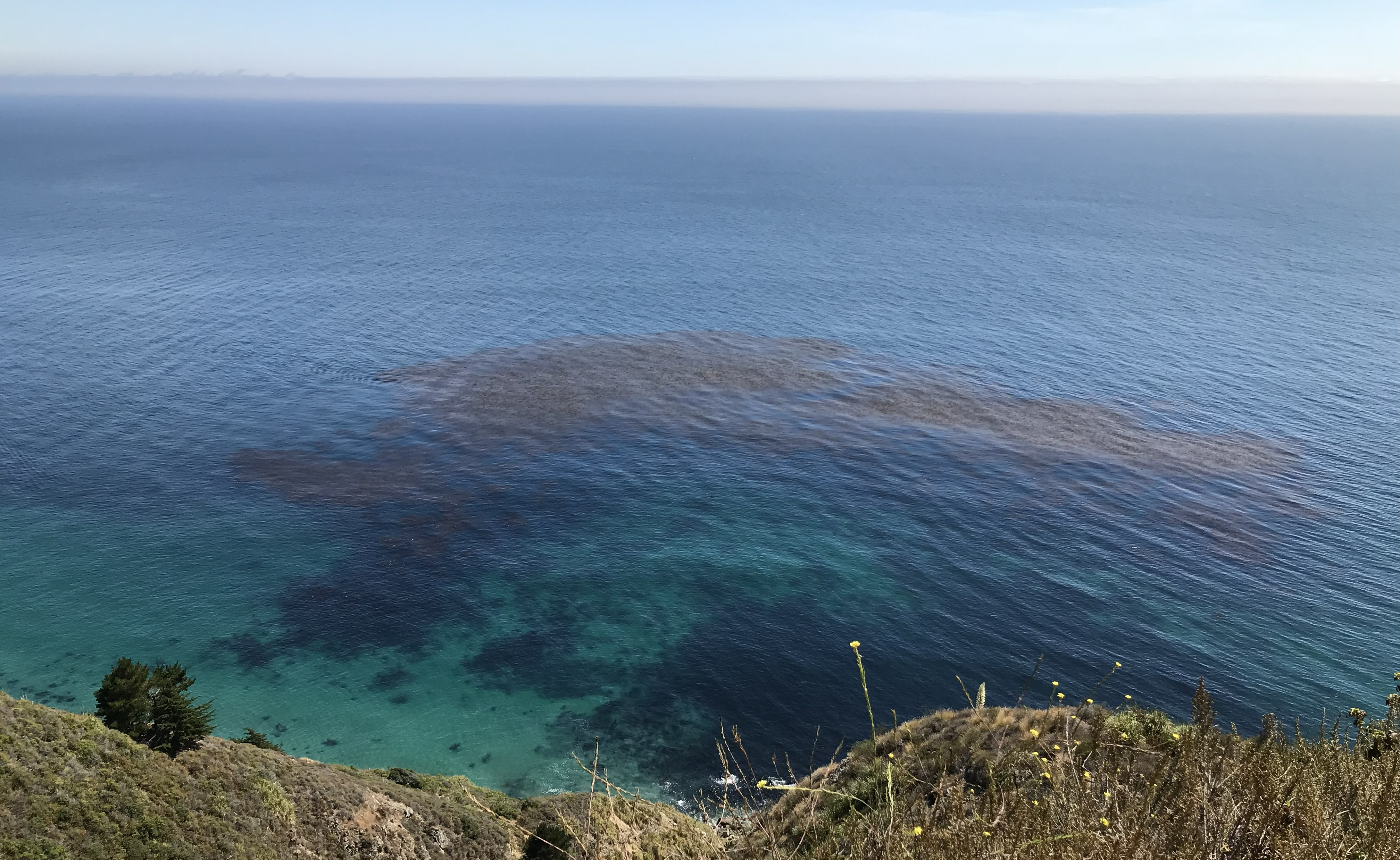Deep blue ocean water beyond edge of shore cliff